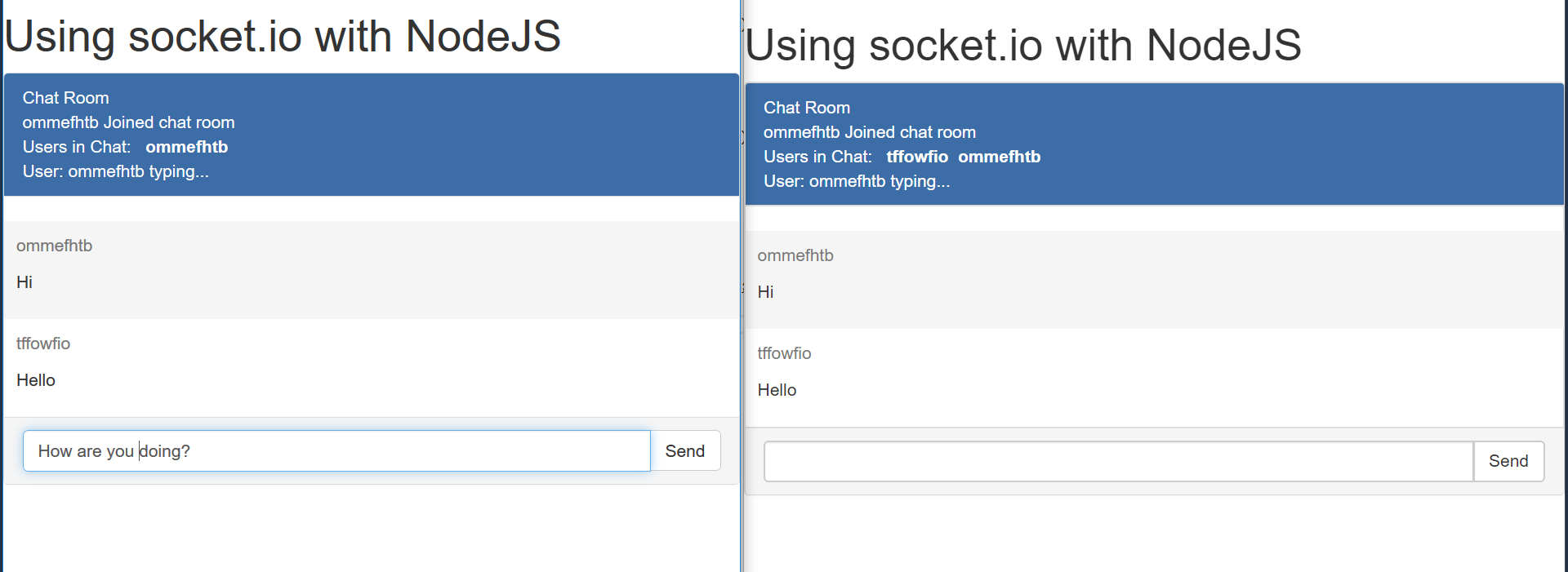 using socketio with nodejs - users chatting