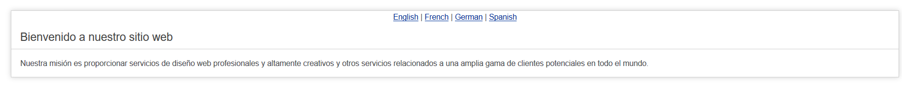 multilingual website in codeigniter - spanish page