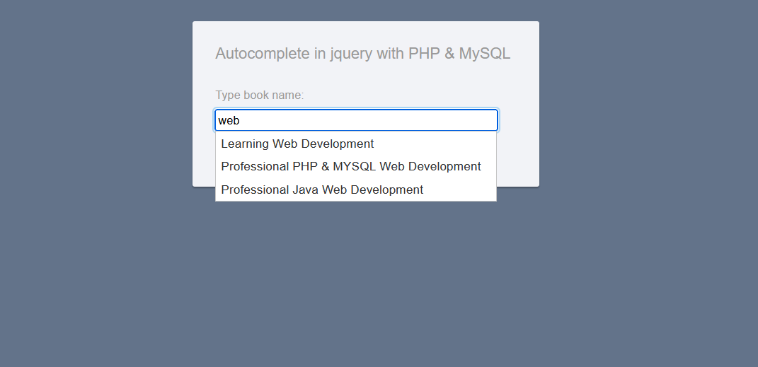 autocomplete in jquery using php and mysql with composer